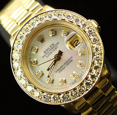 rolex oyster gold diamond|Rolex Oyster perpetual diamond bezel.